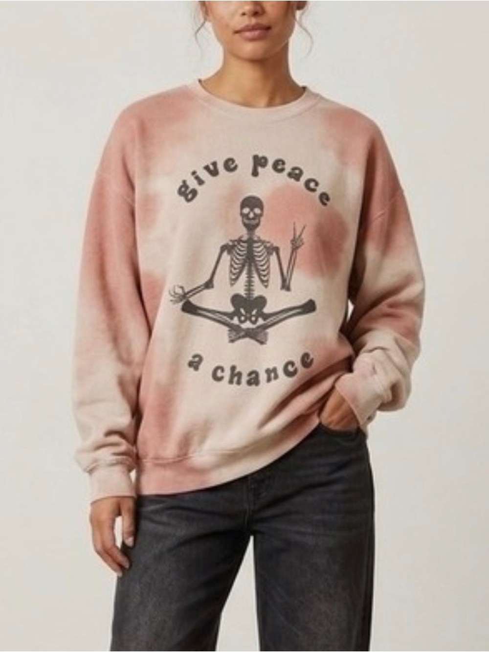 Give Peace Sweatshirt - Pink Tie-Dye Crewneck